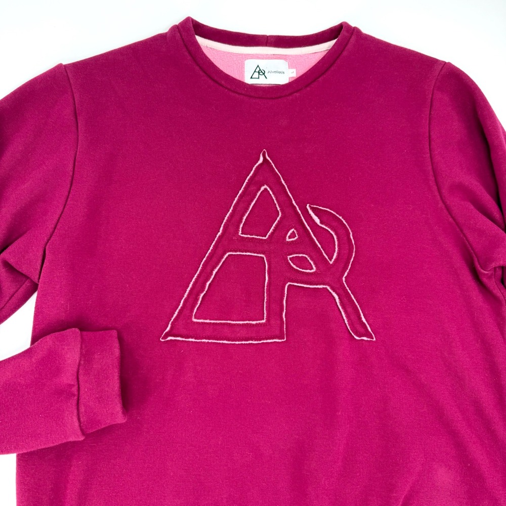 Aivaliotis Sweatshirt Womens Large Magenta Excellent French Designer Logo Fleece